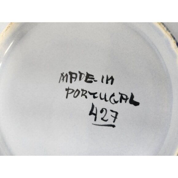 Vintage Portugal Pottery Floral Square Ceramic Serving Bowl Hand Painted Ruffle - Picture 6 of 8